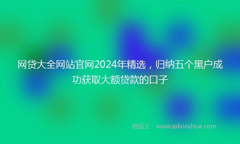 网贷大全网站官网2024年精选，归纳五个黑户成功获取大额贷款的口子
