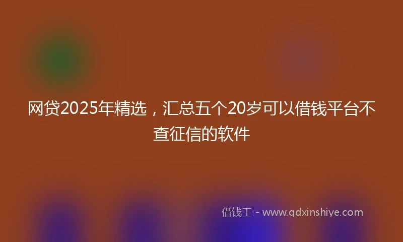 网贷2025年精选，汇总五个20岁可以借钱平台不查征信的软件