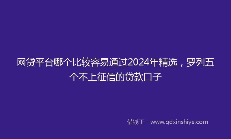 网贷平台哪个比较容易通过2024年精选，罗列五个不上征信的贷款口子