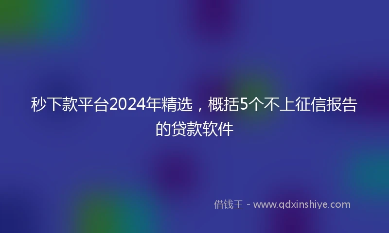 秒下款平台2024年精选，概括5个不上征信报告的贷款软件
