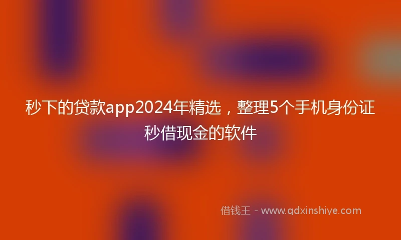 秒下的贷款app2024年精选，整理5个手机身份证秒借现金的软件