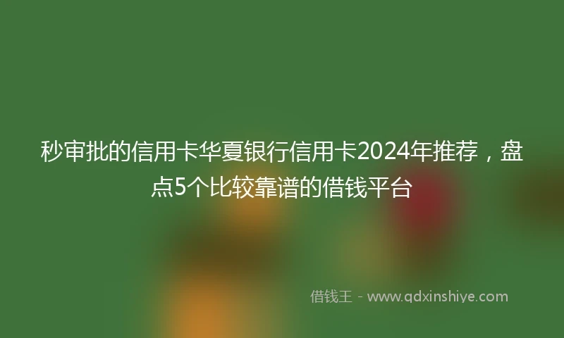秒审批的信用卡华夏银行信用卡2024年推荐,盘点5个比较靠谱的借钱平台