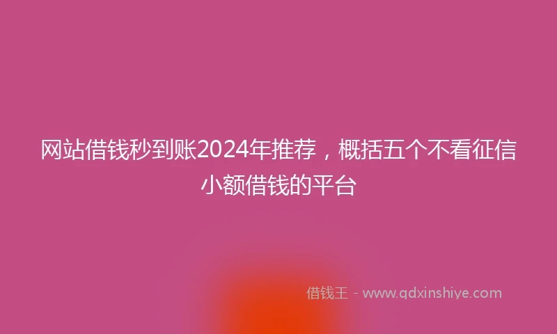 网站借钱秒到账2024年推荐，概括五个不看征信小额借钱的平台