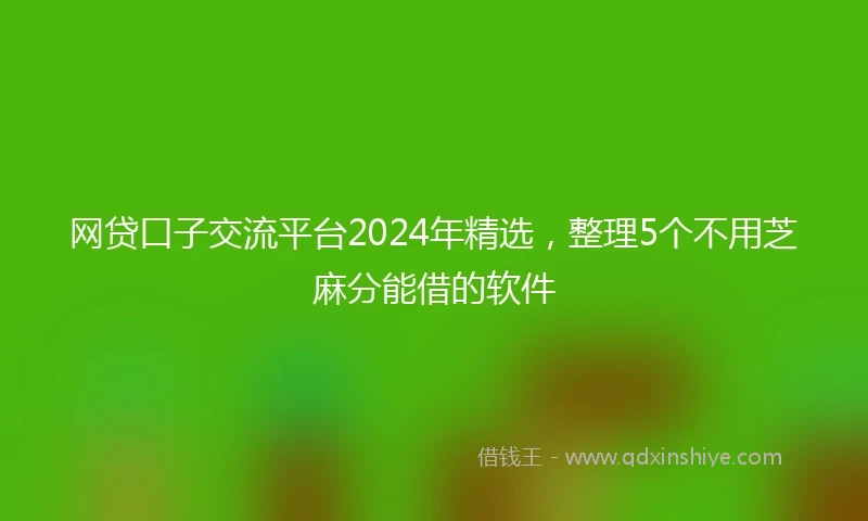 网贷口子交流平台2024年精选，整理5个不用芝麻分能借的软件