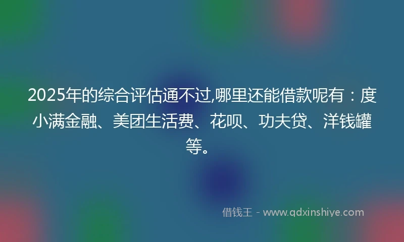 2025年的综合评估通不过,哪里还能借款呢有：度小满金融、美团生活费、花呗、功夫贷、洋钱罐等。