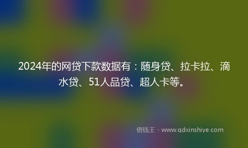 2024年的网贷下款数据有：随身贷、拉卡拉、滴水贷、51人品贷、超人卡等。