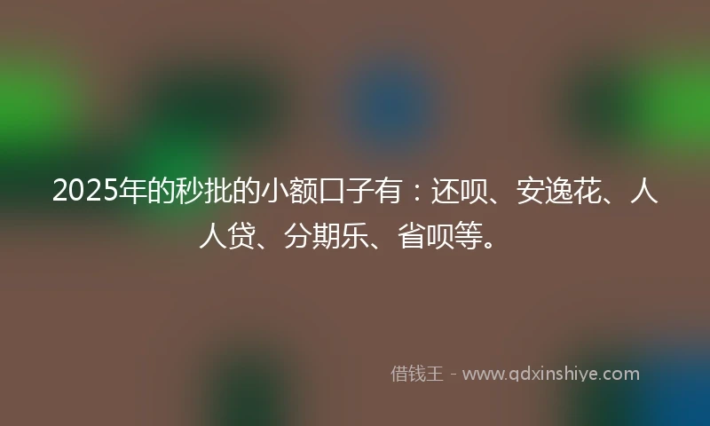 2025年的秒批的小额口子有：还呗、安逸花、人人贷、分期乐、省呗等。