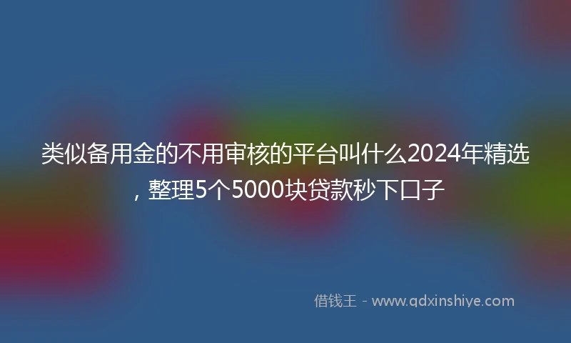 类似备用金的不用审核的平台叫什么2024年精选，整理5个5000块贷款秒下口子