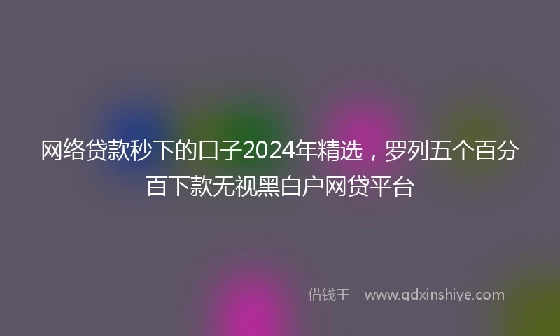 网络贷款秒下的口子2024年精选,罗列五个百分百下款无视黑白户网贷平台