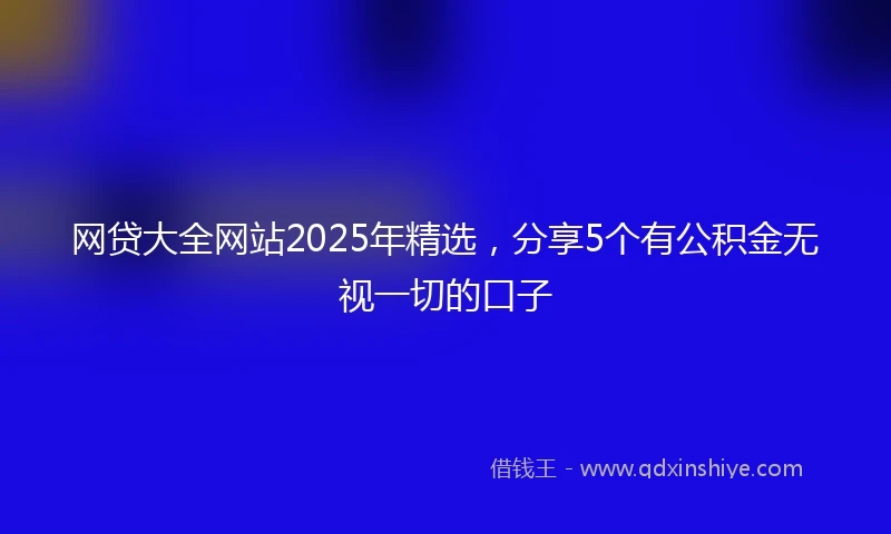 网贷大全网站2025年精选，分享5个有公积金无视一切的口子