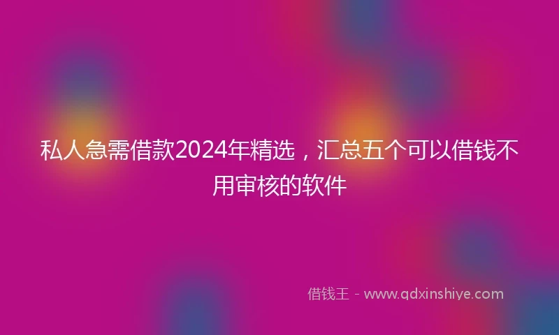 私人急需借款2024年精选，汇总五个可以借钱不用审核的软件