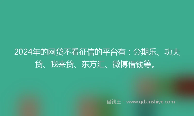 2024年的网贷不看征信的平台有：分期乐、功夫贷、我来贷、东方汇、微博借钱等。