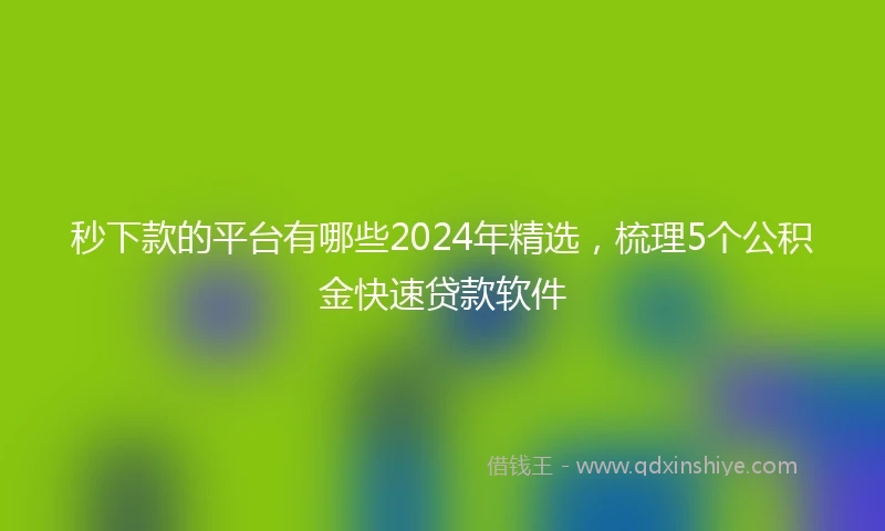 秒下款的平台有哪些2024年精选，梳理5个公积金快速贷款软件