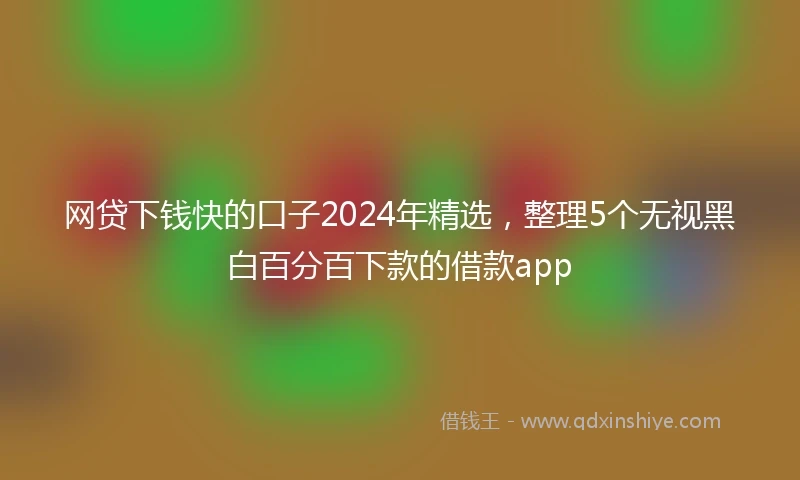 网贷下钱快的口子2024年精选，整理5个无视黑白百分百下款的借款app