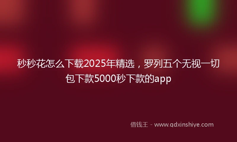 秒秒花怎么下载2025年精选，罗列五个无视一切包下款5000秒下款的app