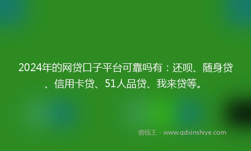 2024年的网贷口子平台可靠吗有：还呗、随身贷、信用卡贷、51人品贷、我来贷等。