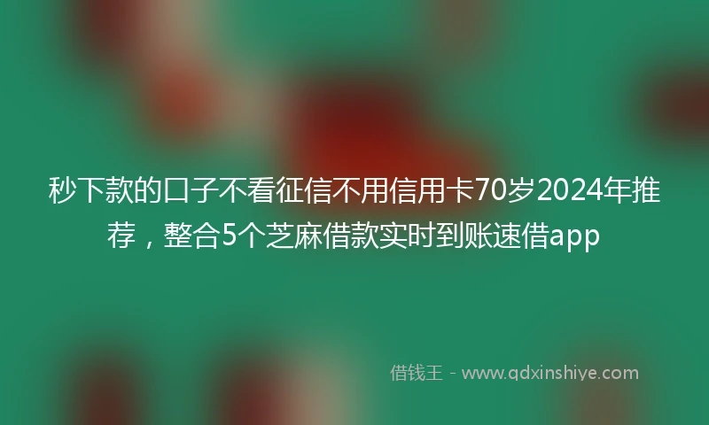 秒下款的口子不看征信不用信用卡70岁2024年推荐，整合5个芝麻借款实时到账速借app