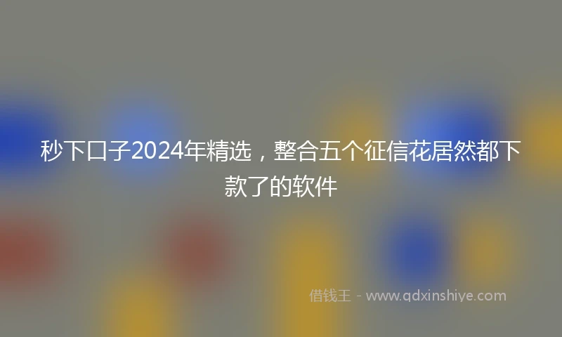 秒下口子2024年精选，整合五个征信花居然都下款了的软件