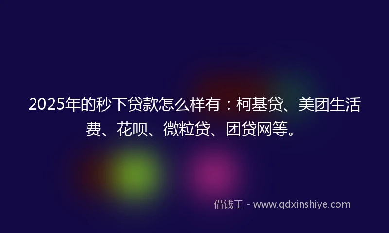 2025年的秒下贷款怎么样有：柯基贷、美团生活费、花呗、微粒贷、团贷网等。