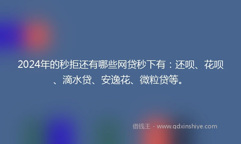 2024年的秒拒还有哪些网贷秒下有：还呗、花呗、滴水贷、安逸花、微粒贷等。