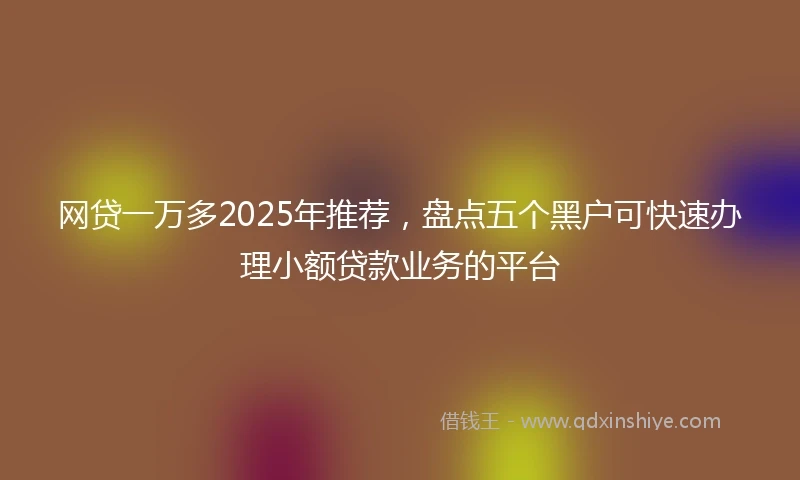 网贷一万多2025年推荐，盘点五个黑户可快速办理小额贷款业务的平台