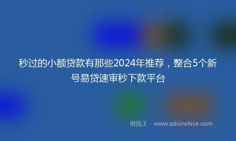 秒过的小额贷款有那些2024年推荐，整合5个新号易贷速审秒下款平台