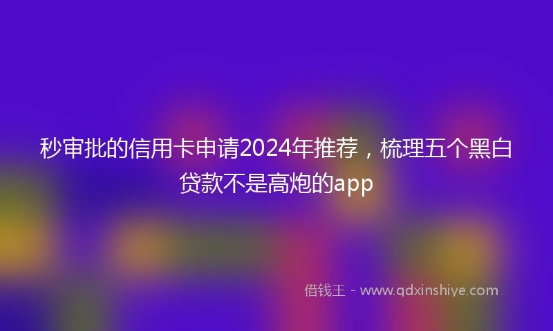 秒审批的信用卡申请2024年推荐，梳理五个黑白贷款不是高炮的app