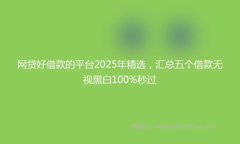 网贷好借款的平台2025年精选，汇总五个借款无视黑白100%秒过