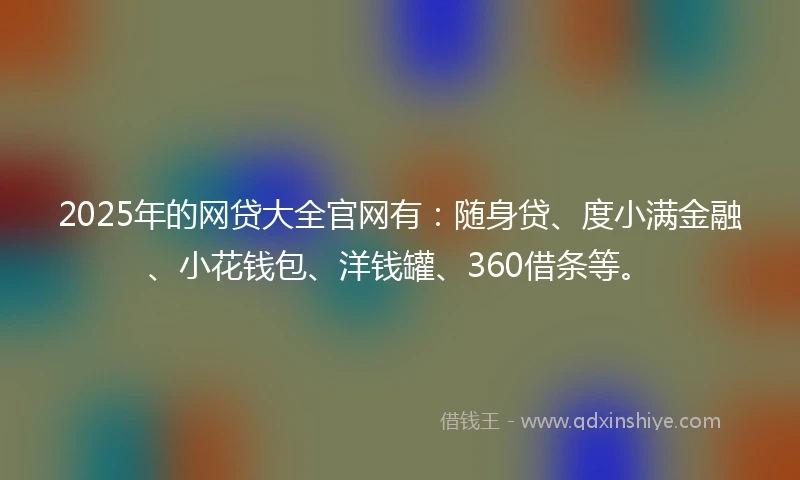 2025年的网贷大全官网有：随身贷、度小满金融、小花钱包、洋钱罐、360借条等。