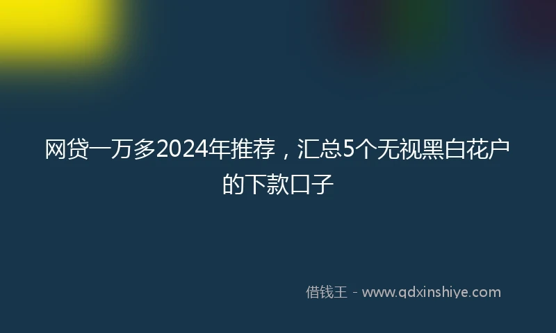 网贷一万多2024年推荐，汇总5个无视黑白花户的下款口子