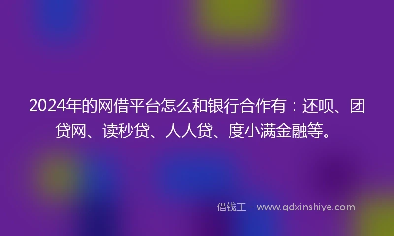 2024年的网借平台怎么和银行合作有：还呗、团贷网、读秒贷、人人贷、度小满金融等。