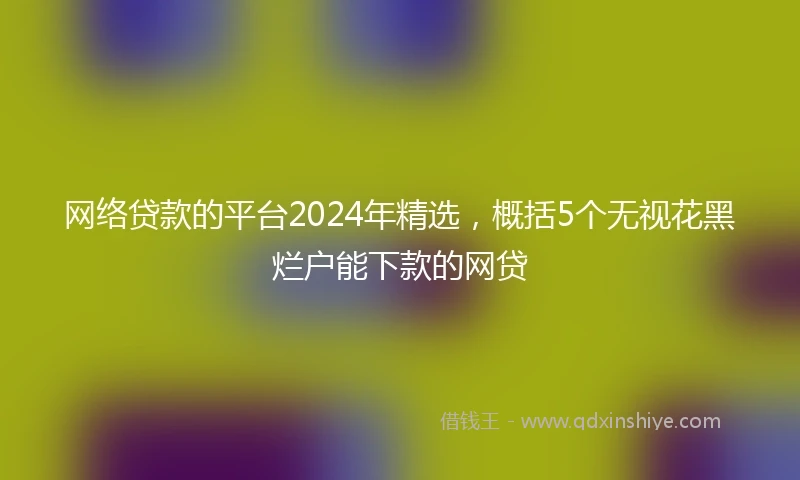 网络贷款的平台2024年精选，概括5个无视花黑烂户能下款的网贷