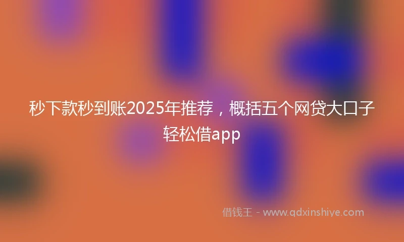 秒下款秒到账2025年推荐，概括五个网贷大口子轻松借app