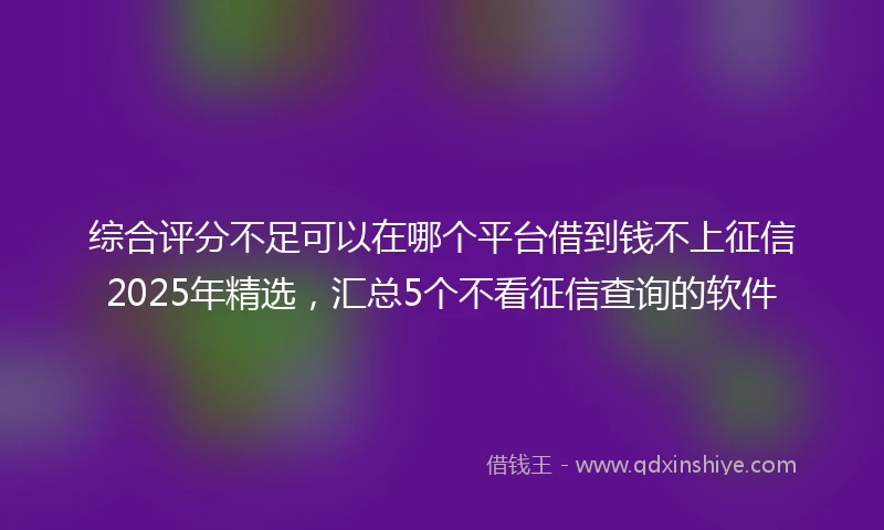 综合评分不足可以在哪个平台借到钱不上征信2025年精选，汇总5个不看征信查询的软件
