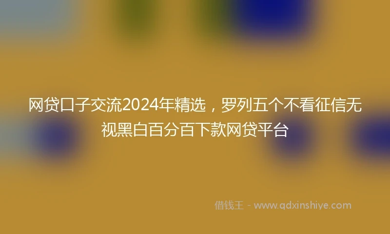 网贷口子交流2024年精选，罗列五个不看征信无视黑白百分百下款网贷平台