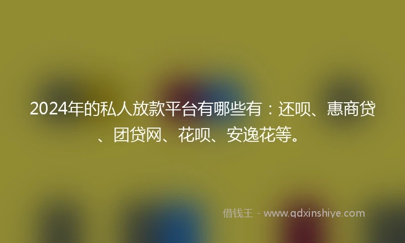 2024年的私人放款平台有哪些有：还呗、惠商贷、团贷网、花呗、安逸花等。