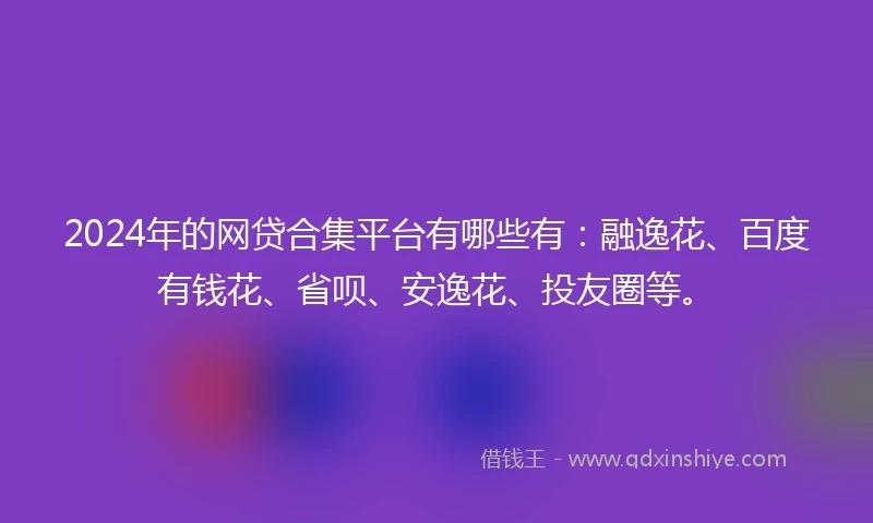 2024年的网贷合集平台有哪些有：融逸花、百度有钱花、省呗、安逸花、投友圈等。