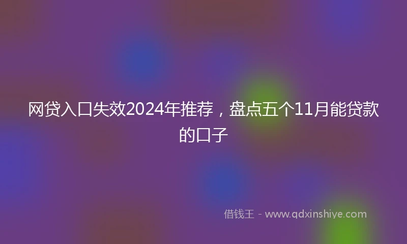 网贷入口失效2024年推荐，盘点五个11月能贷款的口子