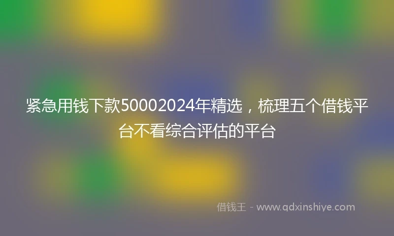 紧急用钱下款50002024年精选，梳理五个借钱平台不看综合评估的平台