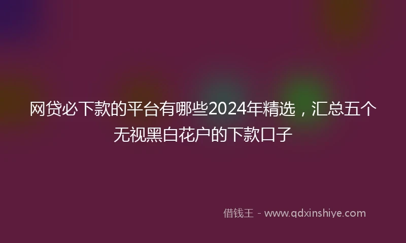 网贷必下款的平台有哪些2024年精选，汇总五个无视黑白花户的下款口子