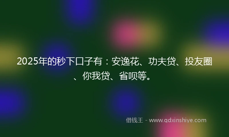 2025年的秒下口子有：安逸花、功夫贷、投友圈、你我贷、省呗等。