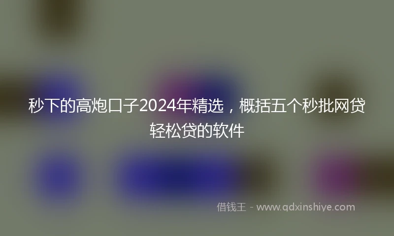 秒下的高炮口子2024年精选，概括五个秒批网贷轻松贷的软件