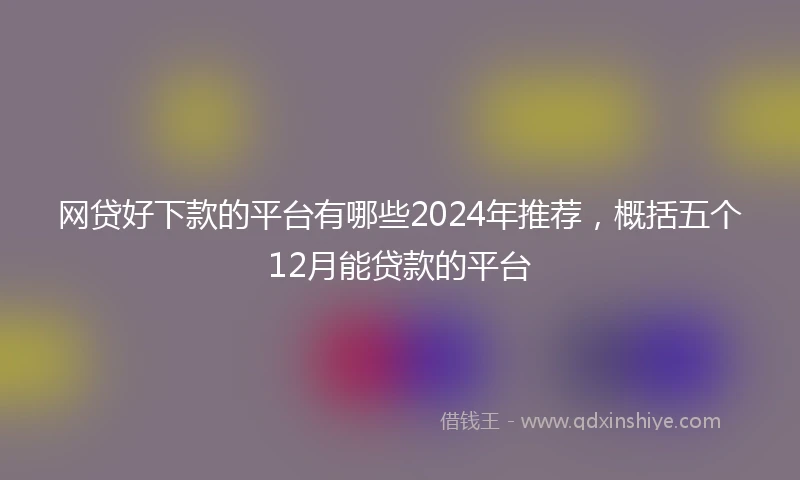 网贷好下款的平台有哪些2024年推荐，概括五个12月能贷款的平台