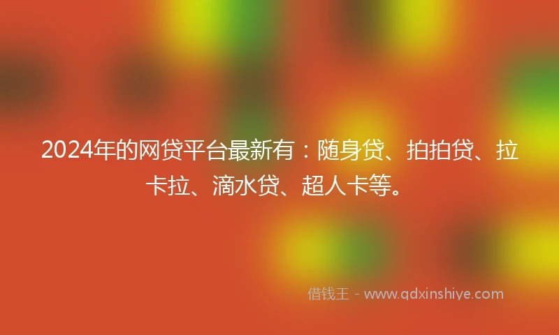 2024年的网贷平台最新有：随身贷、拍拍贷、拉卡拉、滴水贷、超人卡等。