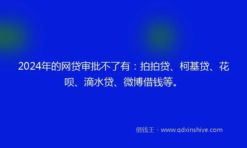 2024年的网贷审批不了有：拍拍贷、柯基贷、花呗、滴水贷、微博借钱等。