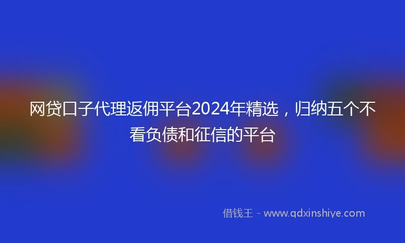 网贷口子代理返佣平台2024年精选，归纳五个不看负债和征信的平台