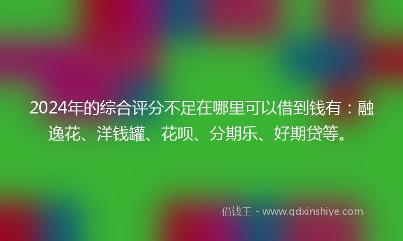 2024年的综合评分不足在哪里可以借到钱有：融逸花、洋钱罐、花呗、分期乐、好期贷等。