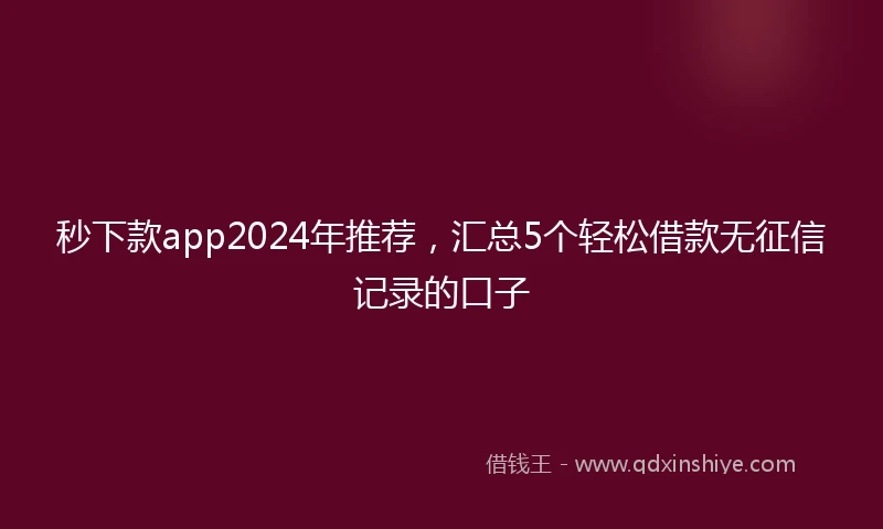 秒下款app2024年推荐，汇总5个轻松借款无征信记录的口子