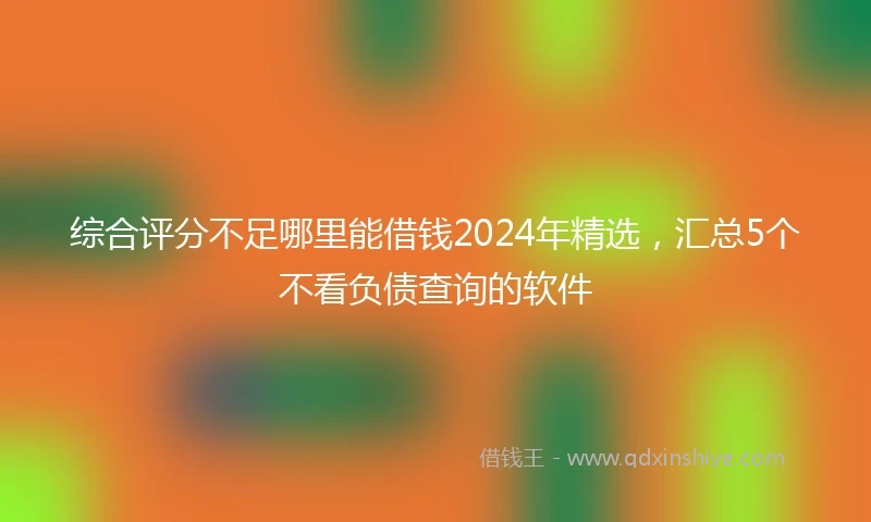 综合评分不足哪里能借钱2024年精选，汇总5个不看负债查询的软件