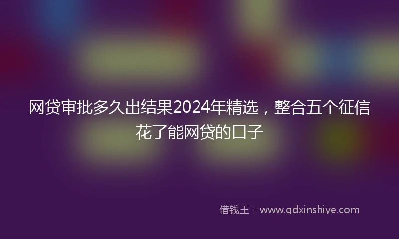 网贷审批多久出结果2024年精选，整合五个征信花了能网贷的口子